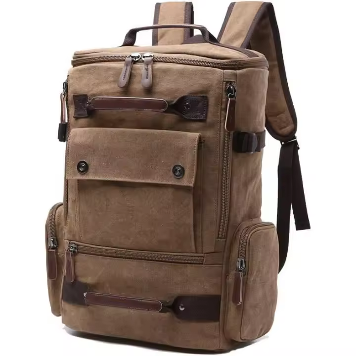 Mochila de lona, mochila informal, mochila unisex vintage de lona, mochila de senderismo, mochila de viaje, mochila para portátil, mochila escolar, mochila para estudiantes, color gris - 1