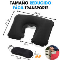 Kit Almohada Hinchable Viaje Avion Cojin Cuello Inflable Avion con Antifaz, Tapones, Bote Perfume y Jabon - Reposa Cuello Avión Collarin Cervical Viaje para Dormir - Cojín Cervicales - Travell Pillow - details 2