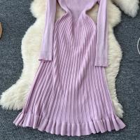 Vestido Largo Maxi Rosa Francés De Moda Con Volantes Y Cuello En V Para Mujer Abrigo De Invierno Estilo Oficina Lady - details 18