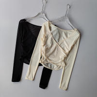 Camiseta Deportiva De Hombros Con Cuello V Malla Transpirable Prati Yoga Ropa De Entrenamiento Fitness Para Correr Top De Manga Larga Para Mujer - details 0