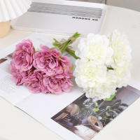 5pcs Rosas Rosa Seda Artificial Peonía Para Boda Decoración De Casa DIY Flores Falsas Económicas Hydrangea Para Manualidades - details 5