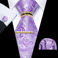 Set De Corbata Y Cufflink Para Hombre En Floral Jacquard Teal Verde Violeta Morado Clásico Moda Para Bodas Eventos Fiesta - details 3