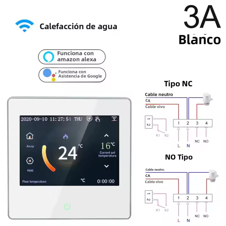 Termostato Inteligente WiFi Tuya Con Pantalla Táctil LED Celsius/Fahrenheit Controla El Calor Compatible Con Alexa Y Google Home - 1