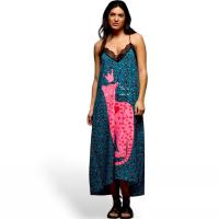 Anabel Lee - Vestido Pantera Rosa Animal Print Leopardo Azul y Negro - details 6