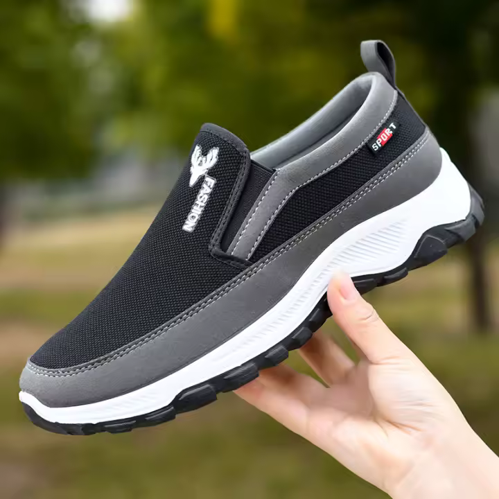 Zapatos De Tela Para Hombre Verano/Otoño Transpirables Antideslizantes Con Suela Suave Y Cómodos Zapatillas Casuales De Caña Baja Material Superior PU - 1