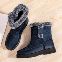 Botas De Invierno Para Mujer Talla Grande 44 Impermeables Con Peluche Grueso Botines De Nieve Con Correa De Ganchillo Y Plataforma Antideslizante - details 18
