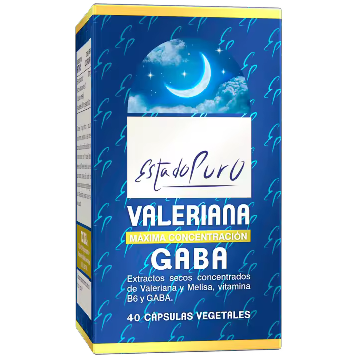 Valeriana GABA Estado Puro  Suplemento natural para dormir mejor y reducir el estrés  Con Valeriana Desodorizada, Melisa, GABA y Vitamina B6  40 cápsulas vegetales TONGIL - 1