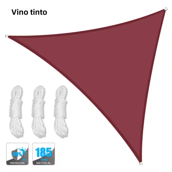 Sail De Sombrilla Triangular Impermeable 5x5x5/2x2x2M Protección Solar Para Exterior Jardín Patio Piscina Telas De Sombra Con Cubierta PU - 1