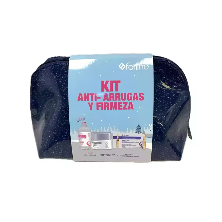 Farline Kit Anti-Arrugas y Firmeza Neceser Crema Facial Dia SPF15 + Ampollas Phytoproteoglycanos + Agua Micelar REGALO - 1