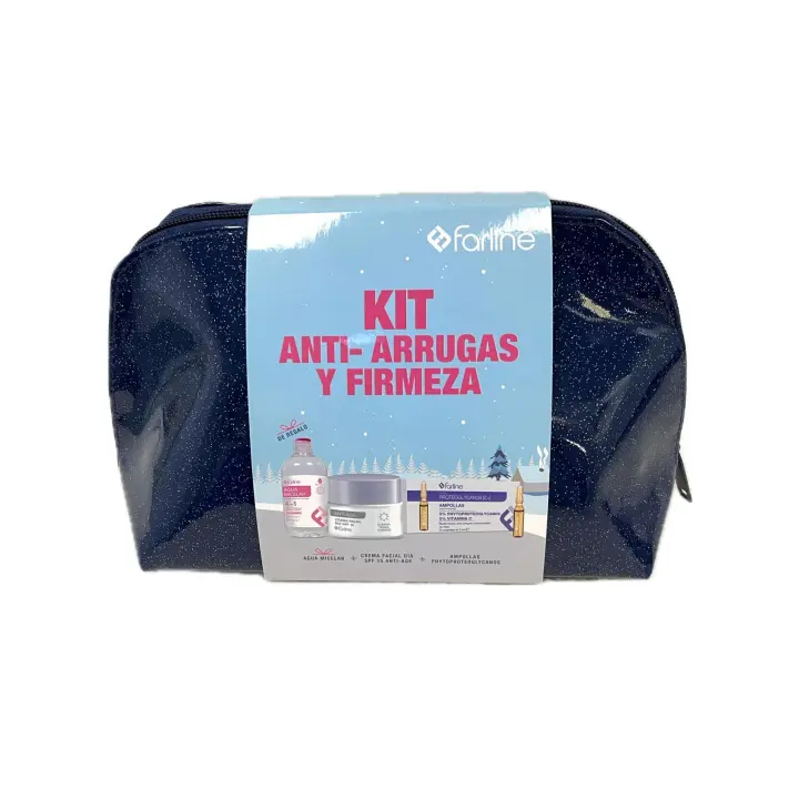 Farline Kit Anti-Arrugas y Firmeza Neceser Crema Facial Dia SPF15 + Ampollas Phytoproteoglycanos + Agua Micelar REGALO - 1