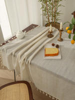 Mantel De Lino Cuadrado Con Borlas Sólido De Algodón Y Lino Para Cocina Comedor Restaurante Fiesta Cubierta De Mesa - details 1