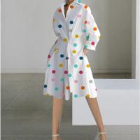 Vestido Casual De Mujer Para Otoño Con Cuello En V Y Mangas Largas Estilo Oficina Decoración Con Botones Longitud De Rodilla Color Sólido - details 1