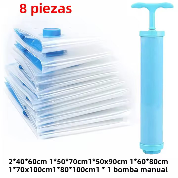 Bolsas De Almacenamiento a Vacío Para Ropa Y Colchones 7/8PCS Ahorro De Espacio Organizador Comprimido Ecológico Rectangular - 1