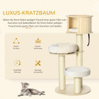 Árbol para Gatos con Cueva para Gatos de 122 cm de Altura, Tres Piso, Madeira, trench coat de Isal, pelota de juego para Gatos activos - details 1