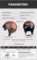 Casco De Motocicleta De Verano Para Hombres Y Mujeres Mitad De Cuero PU Estilo Retro Con Certificación DOT Para Motocross Y Bicicletas De Montaña - details 4