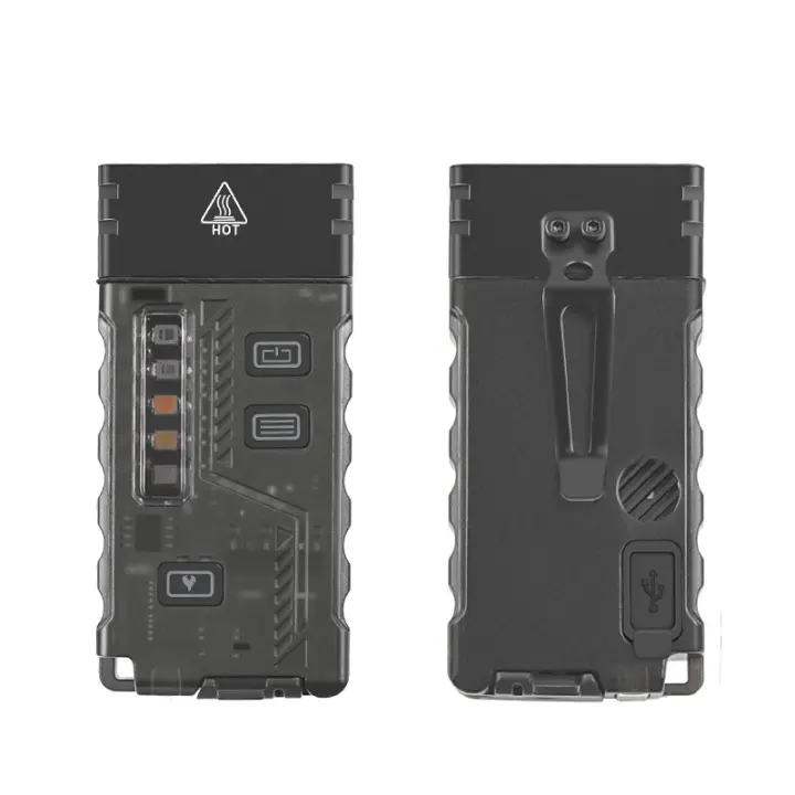 Nueva mini linterna de autodefensa con alarma para exteriores, recargable, a prueba de viento, encendedor con múltiples fuentes de luz, llavero con luz - 1