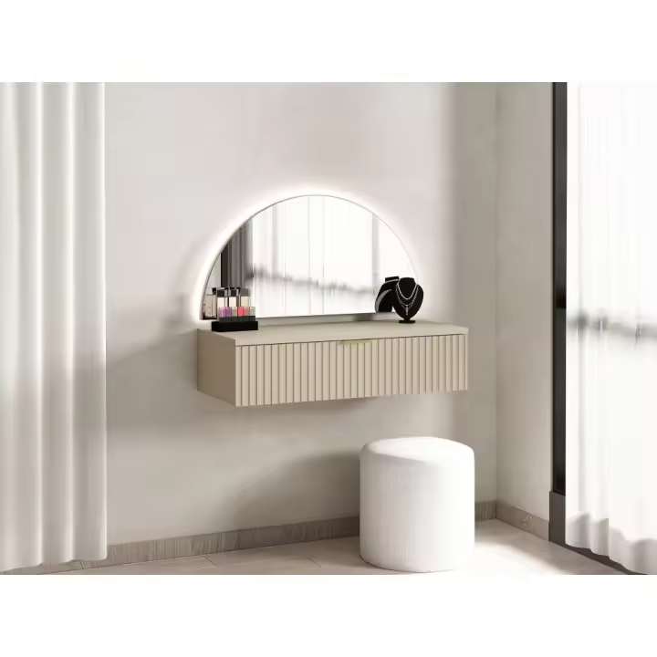 Vente-unique - Tocador flotante con espejo y LEDs - 1 cajón - Beige - FRALYN de Pascal Morabito - 1