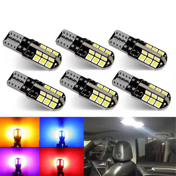 6Pcs T10 LED Canbus W5W Lámparas LED 168 194 Sin Errores Luz Interior De Coche Lámpara De Placa De Licencia 6000K Blanca 12V - 1