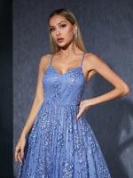 MGIACY Falda Larga De Encaje Bordado Con Cinturón Para Mujer Estilo Sweet Silueta De Vestido De Baile Material Poliéster Sin Flores - details 3
