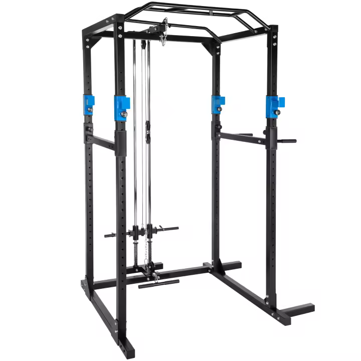 Tectake - Multiestación con poleas | Multiestación de fuerza para casa con prácticamente todas las posibilidades de ejercicios | Apto para principiantes y profesionales | Marco de acero muy estable fabricado en tubo de acero - 1