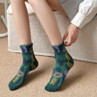 Calcetines Casuales Para Mujer 5 Pares Estilo Callejero Con Dibujos De Animales Y Flores Comodidad Invierno Otoño Calcetines Para El Hogar - details 5
