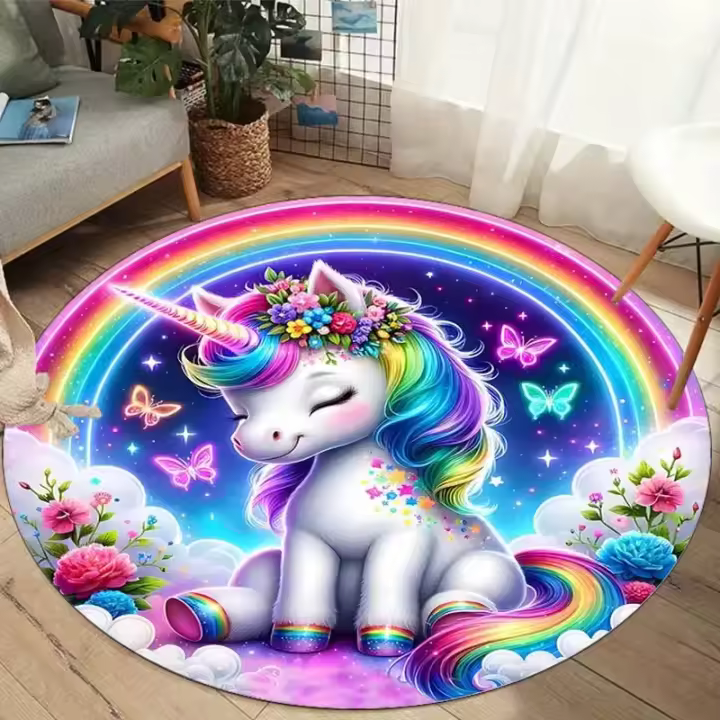 Alfombra Redonda Lavable Disney MINISO Antideslizante Para Sala De Estar Dormitorio Comedor Decoración Hogar Habitación Infantil Tapete De Poliéster Moderno - 1