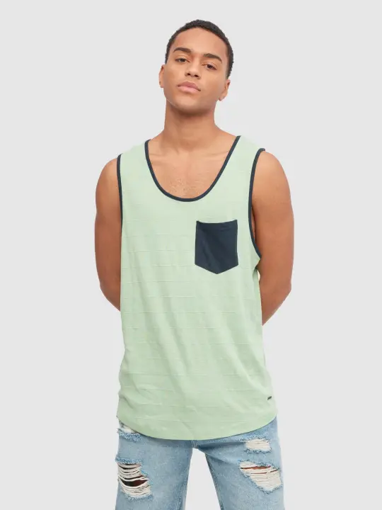 Camiseta de tirantes y cuello redondo con estampado de rayas horizontales INSIDE - 1