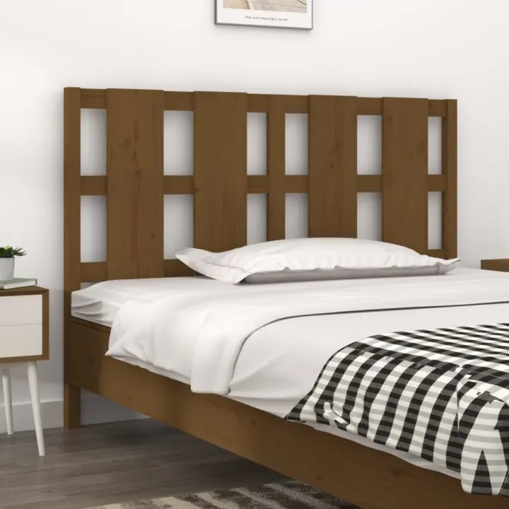 vidaXL Cabecero de cama madera maciza pino marrón miel 125,5x4x100 cm - 1