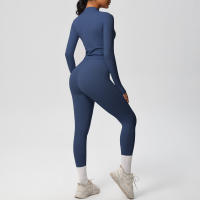 SSITO Traje de Yoga de 2 UDS., Conjunto Deportivo de Gimnasio para Mujer, chándales para correr con Cremallera, ropa Deportiva de entrenamiento, Camisa Deportiva Larga de manga, ropa de Yoga - details 15