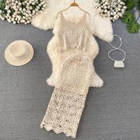 Conjunto De Ropa De Navidad Para Mujer Dos Piezas Laca up Halter Sin Espalda + Top Con Cuerda De Borla Tassel Sólido Falda A-Line De Cintura Elástica Longitud Media Pierna - details 14
