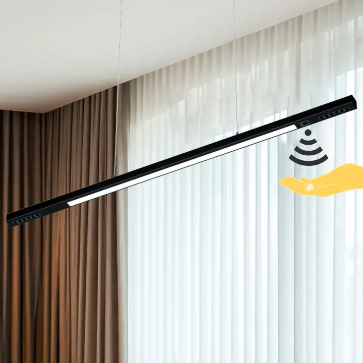 Lámpara Techo Colgante Negra VISION, 150cm, 40W, Luz Natural 4000K, Control por Gestos, Sensor PIR, Altura Regulable - 1