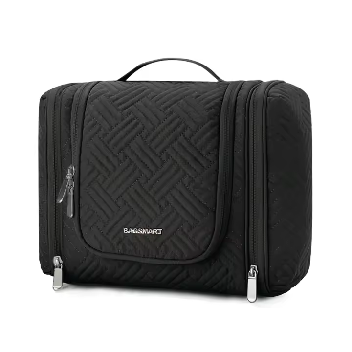 Neceser Colgante Organizador de viaje con Gancho para neceser de viaje Grande impermeable para contenedor de champú artículos de tocador completo Cosméticos Negro - 1