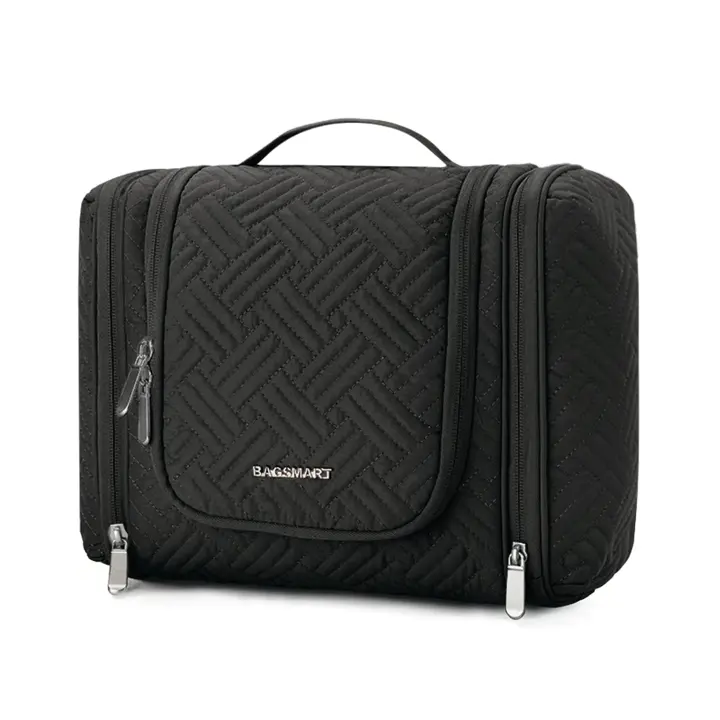 Neceser Colgante Organizador de viaje con Gancho para neceser de viaje Grande impermeable para contenedor de champú artículos de tocador completo Cosméticos Negro - 1