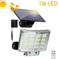 1PC Luz Solar Exterior Impermeable Con Sensor De Movimiento Y Control Remoto 3 Modos 192 LED Para Patio Garage Jardín - details 4