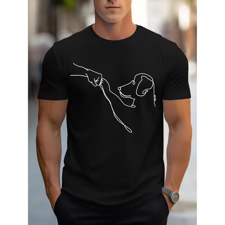 Unisex Casual Crew Neck T-Shirt, Soft Comfortable Knit Fabric, Summer Fashion , 100% Cotton, Slight Stretch, Regular Fit,Frendly with pet - 1
