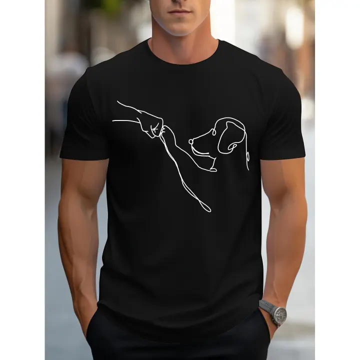Unisex Casual Crew Neck T-Shirt, Soft Comfortable Knit Fabric, Summer Fashion , 100% Cotton, Slight Stretch, Regular Fit,Frendly with pet - 1