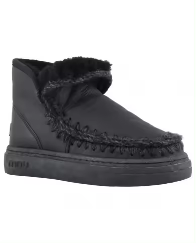 Mou Eskimo Botas De Mujer Sneaker Bold Logo De Cuero Negro - 1