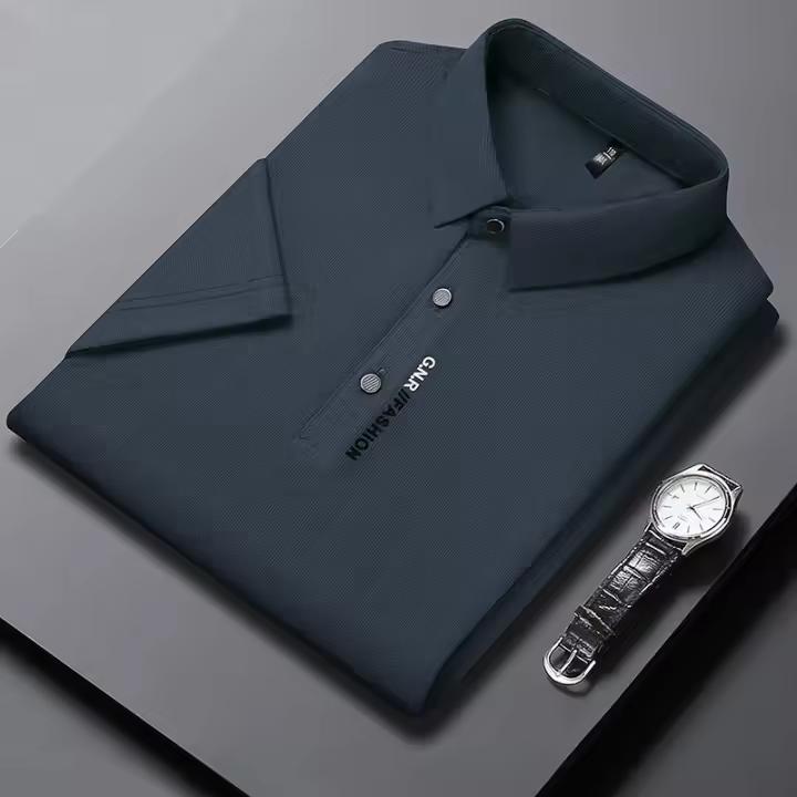 Camisa Polo Para Hombre De Color Sólido Con Mangas Cortas Transpirable Y Cómoda Estilo Casual Y Negocios Nuevo Arrivals - 1