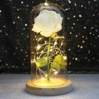Rosa Bella y Bestia Rosa Eterna, Regalo Mujer Flores Artificiales con Luces LED, Flor Artificial de Lámina de Oro con Hojas Caídas, Regalos Originales para Mama Novia Cumpleaños Aniversario，san valentin - details 22