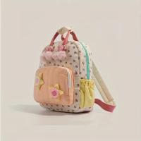 Strawberry Printed Canvas Backpack - Cute dopamine contrast color backpack, beautifully decorated, perfect for outdoor travel, also an ideal gift for Christmas, Halloween, Easter and Thanksgiving. - details 1