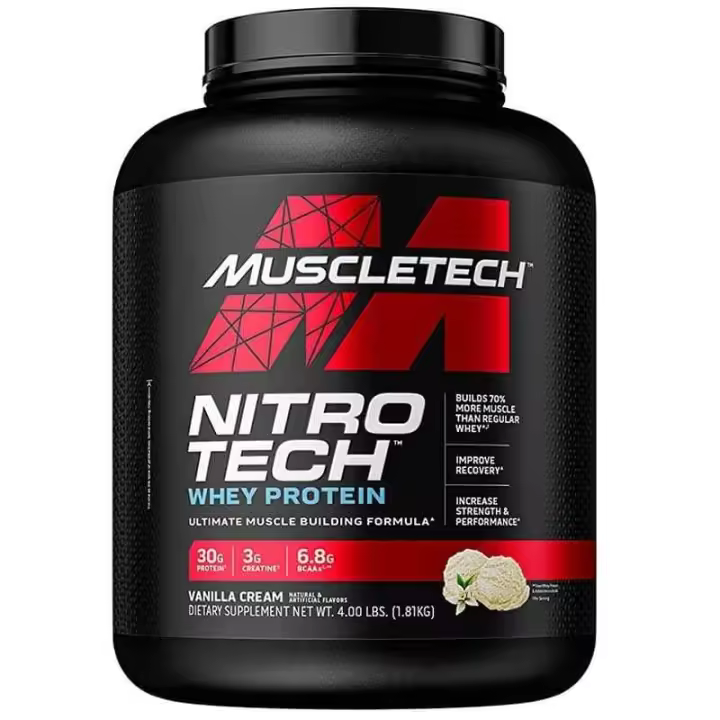 Muscletech Nitro-tech 4lb Vainilla Polvo - Proteína en Polvo para Construcción de Músculo - 1
