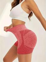 Shorts De Yoga De Cintura Alta Sin Costuras Estirables Para Correr Deporte Mujer Activewear Corto Color Sólido Sin Bolsillos - details 27