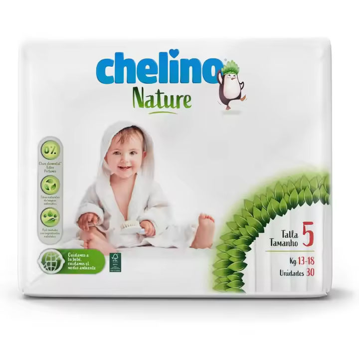 Chelino Nature CAJA AHORRO Pack 6 paquetes x 30 uds Pañal Infantil Talla 5 (13-18 kg) - 1