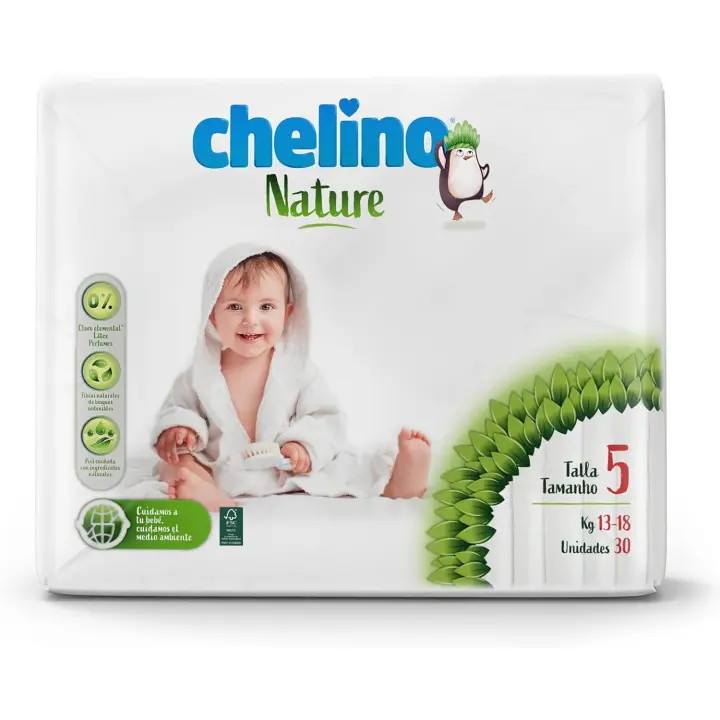 Chelino Nature CAJA AHORRO Pack 6 paquetes x 30 uds Pañal Infantil Talla 5 (13-18 kg) - 1