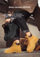 Botas De Moda Británica Para Hombre Casual Primavera Otoño Nueva Alta Suela Suave Antideslizante Outdoor Juvenil Amarillas - details 1