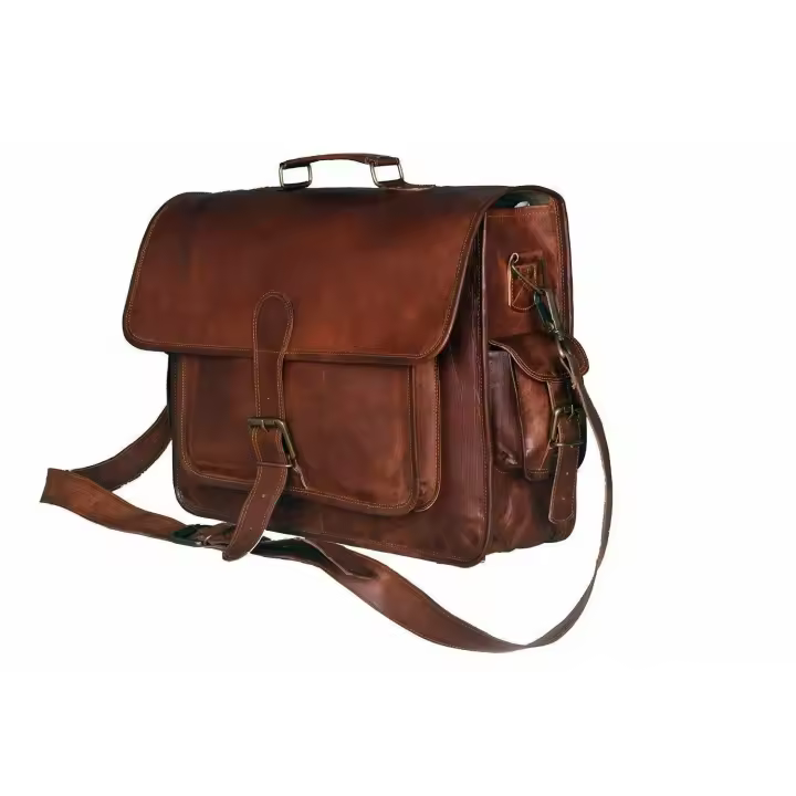 Men Genuine Vintage Leather Satchel Messenger Woman Handbag Laptop Briefcase Bag - 1
