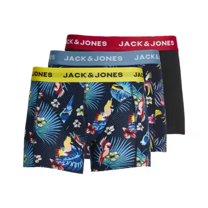 Jack & Jones Jacflower Bird - Pack de 3 Bóxers de Algodón Elástico para Hombre - Multicolor - 12194104 - 1