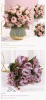 Bouquet De Peonías Simuladas Miniatura Vintage Flores Artificiales Para Boda Decoración De Hogar Arreglo Floral DIY - details 5
