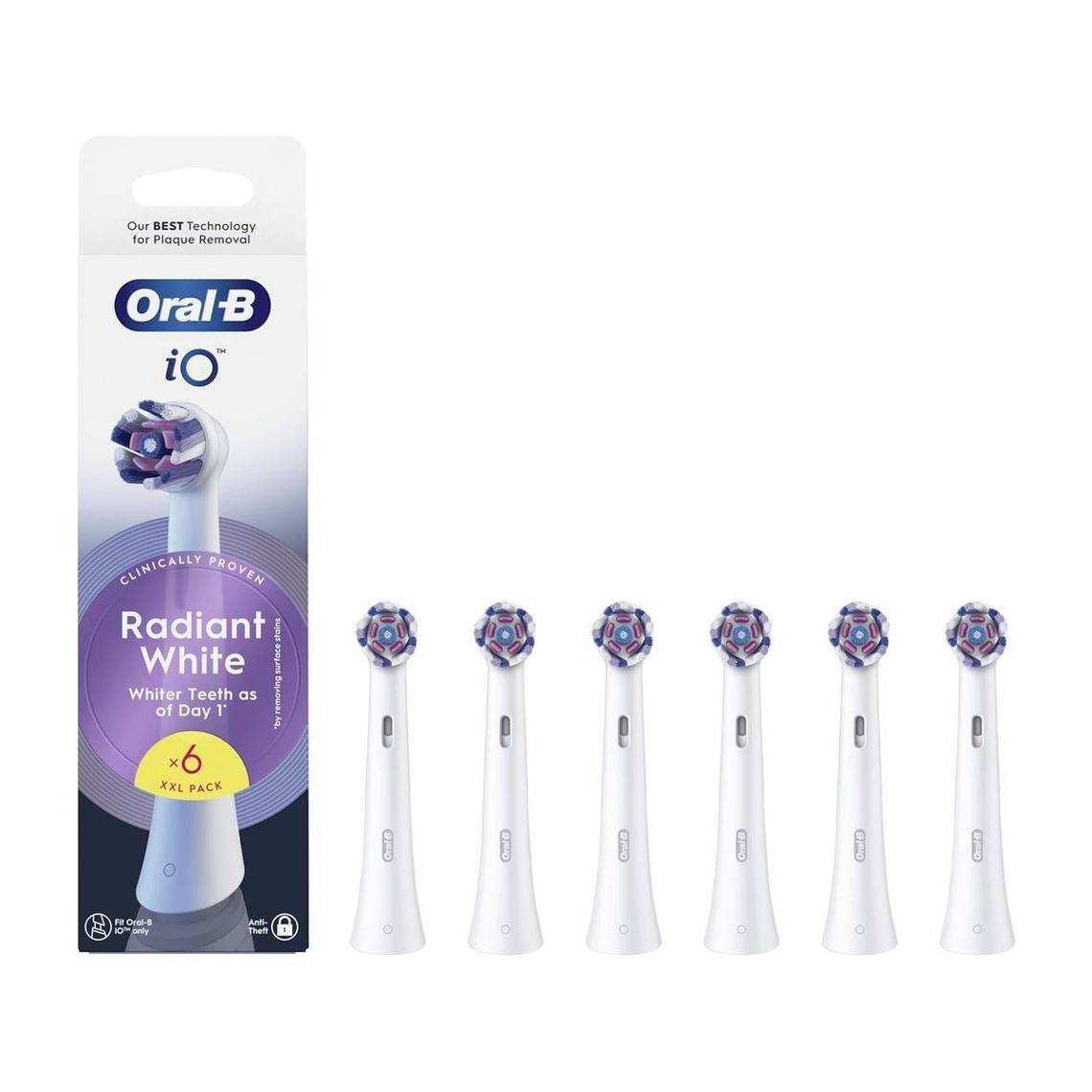 Oral-B iO Radiant White cabezal de recambio pack de 6 unidades, Producto Europeo con Garantía Oficial.