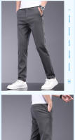 Pantalones Casuales Para Hombre De Fibra De Bambú Verano Transpirables Elásticos Slim Straight Negro Gris Cierre De Cremallera - details 9